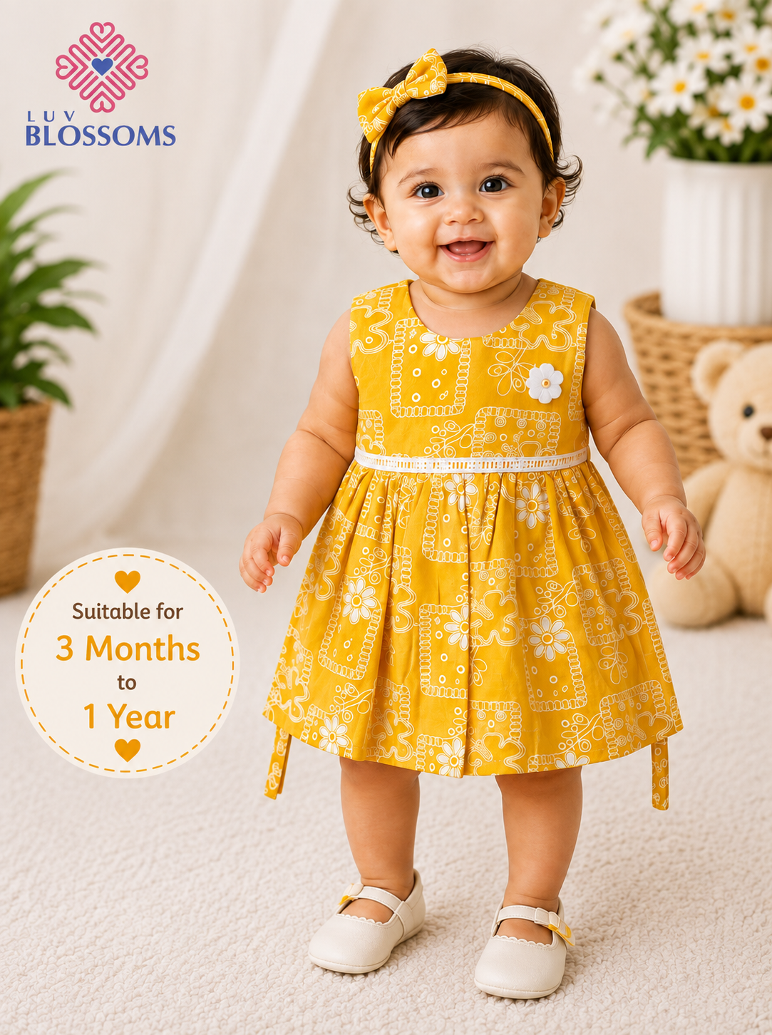 LB1029 Kids Premium Cotton Frock MUSTARD YELLOW