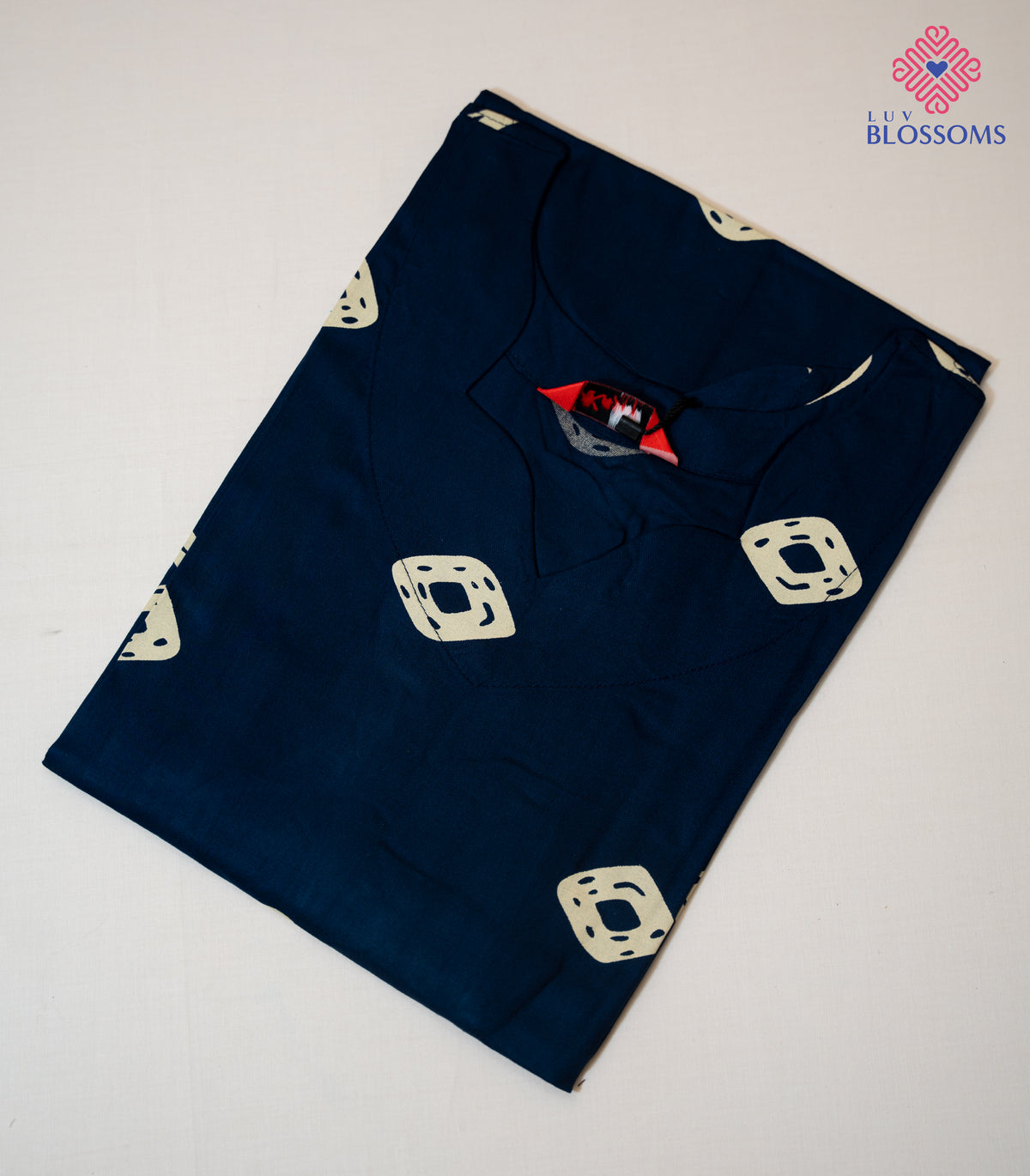LB1037 Premium Rayon Printed Ladies Kurthi NAVY BLUE