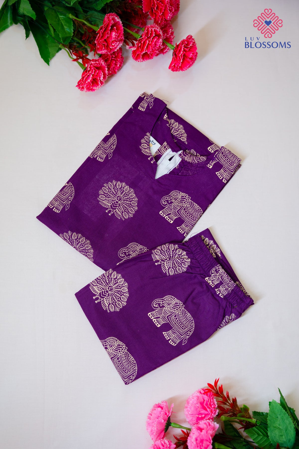 LB1016 Cotton Kids 2 Pcs Co-Ord Set – Purple