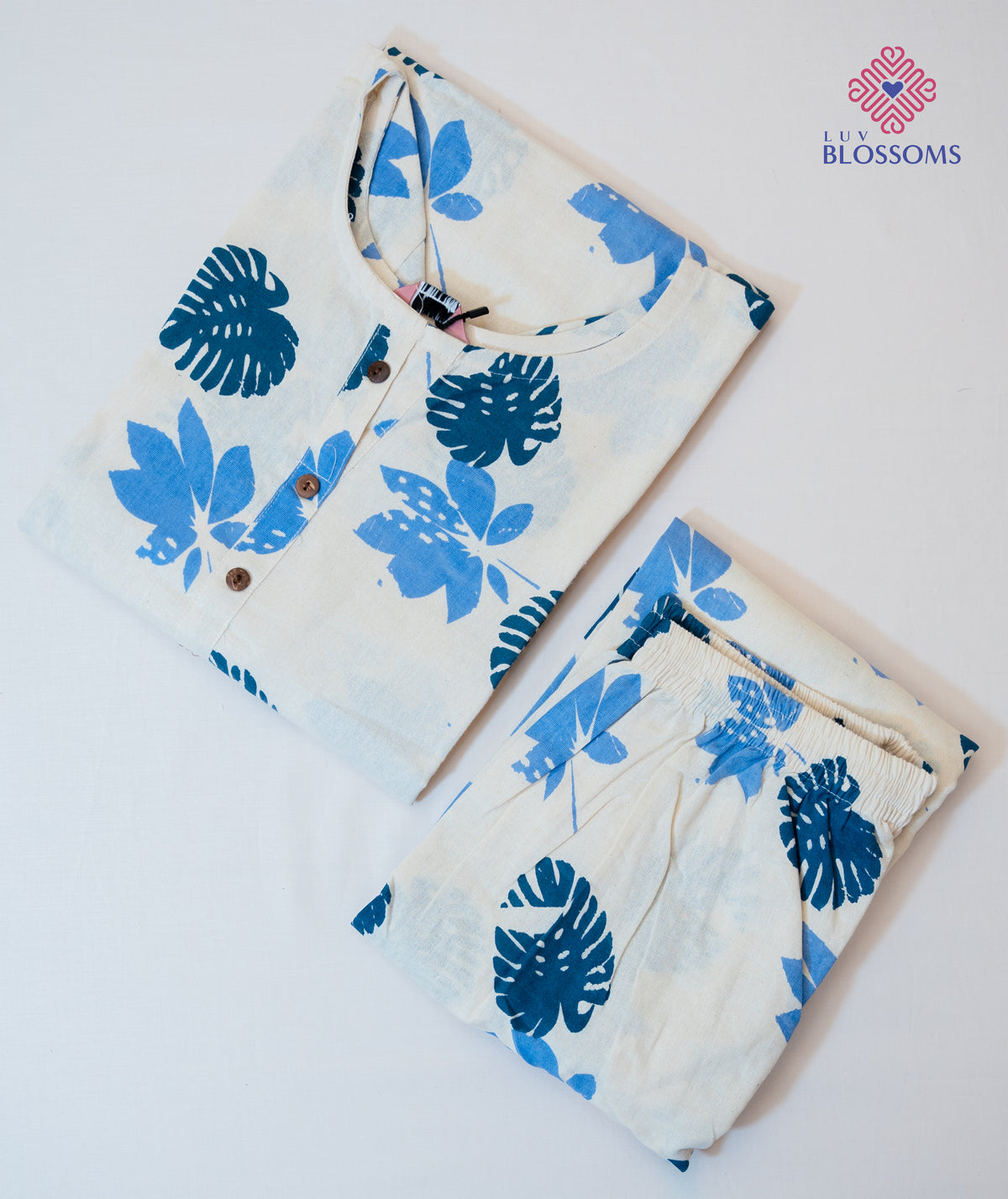LB1019 Premium Soft Kadhi Cotton Designer Co-Ord Set with Palazzo BLUE