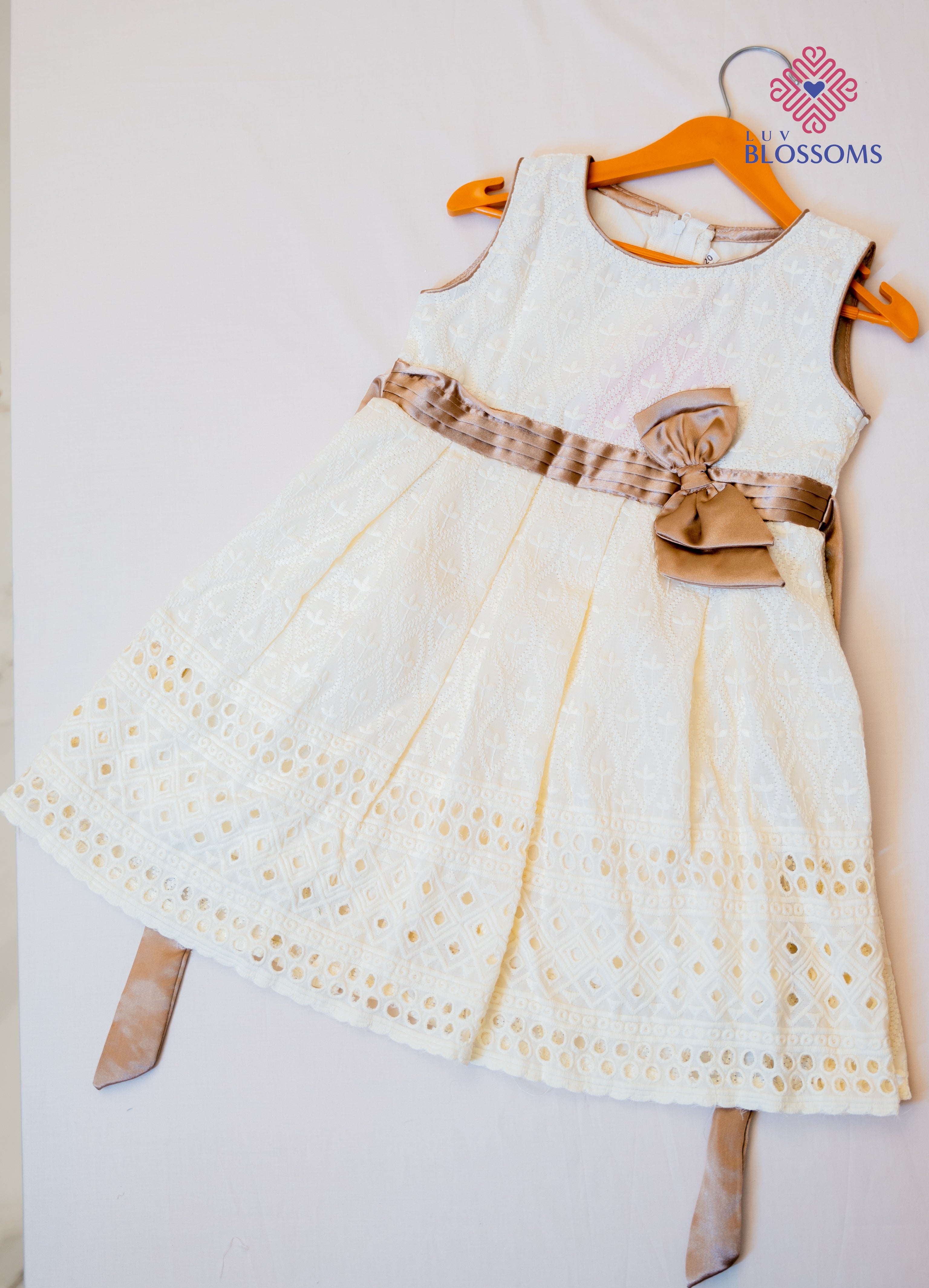 LB1030 Kids Premium Cotton Frock CREAM