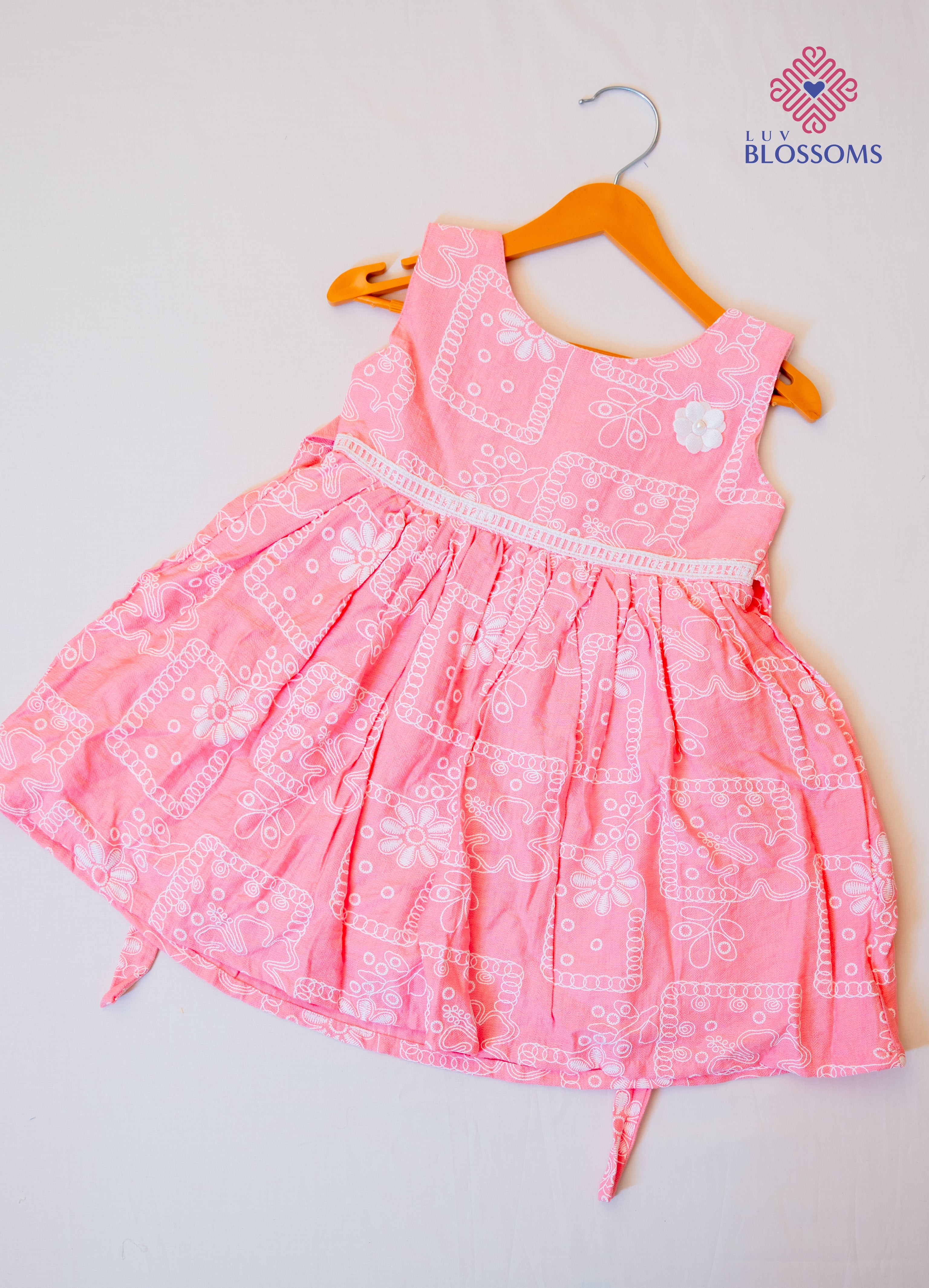 LB1029 Kids Premium Cotton Frock BABY PINK