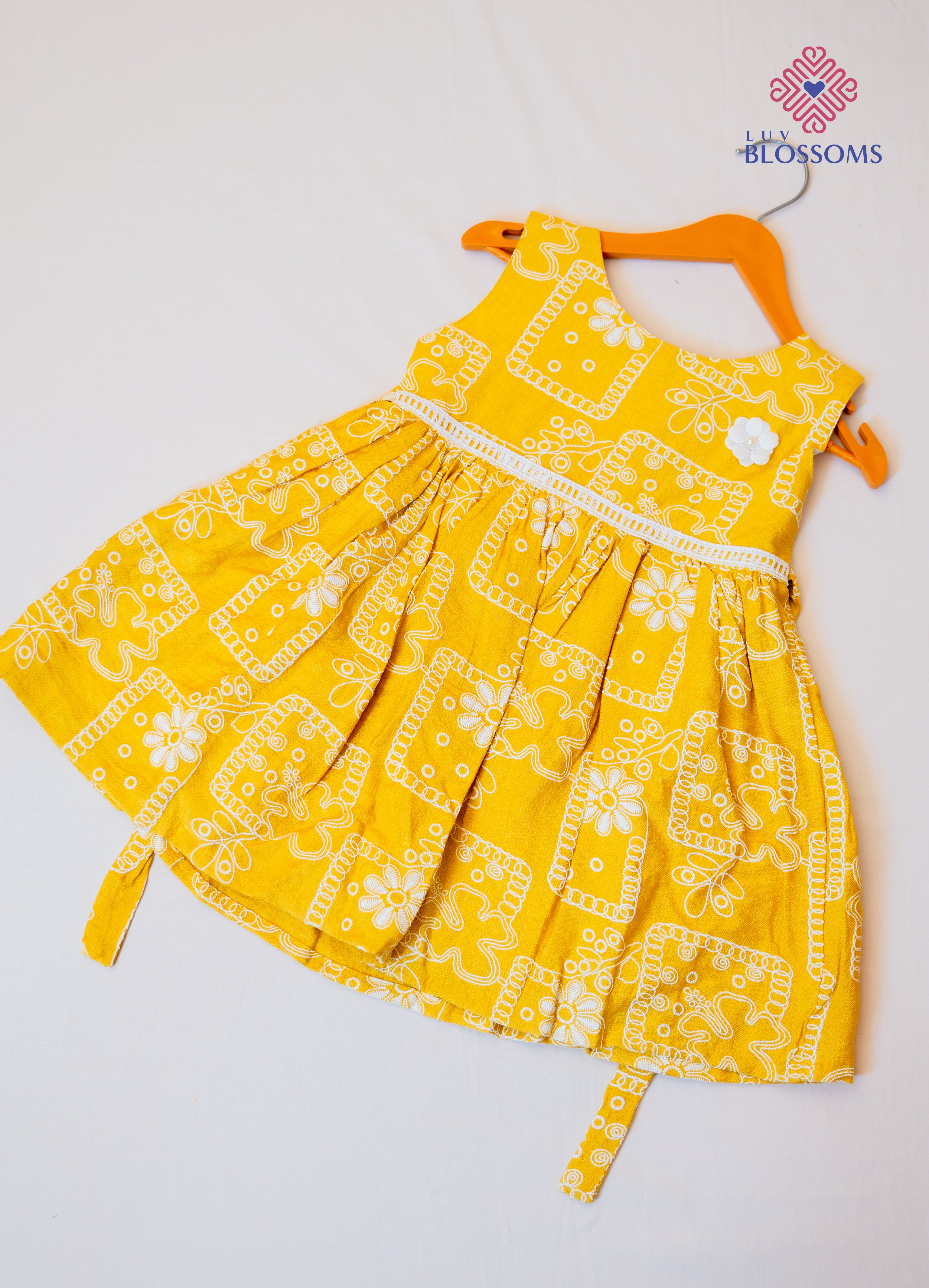 LB1029 Kids Premium Cotton Frock MUSTARD YELLOW