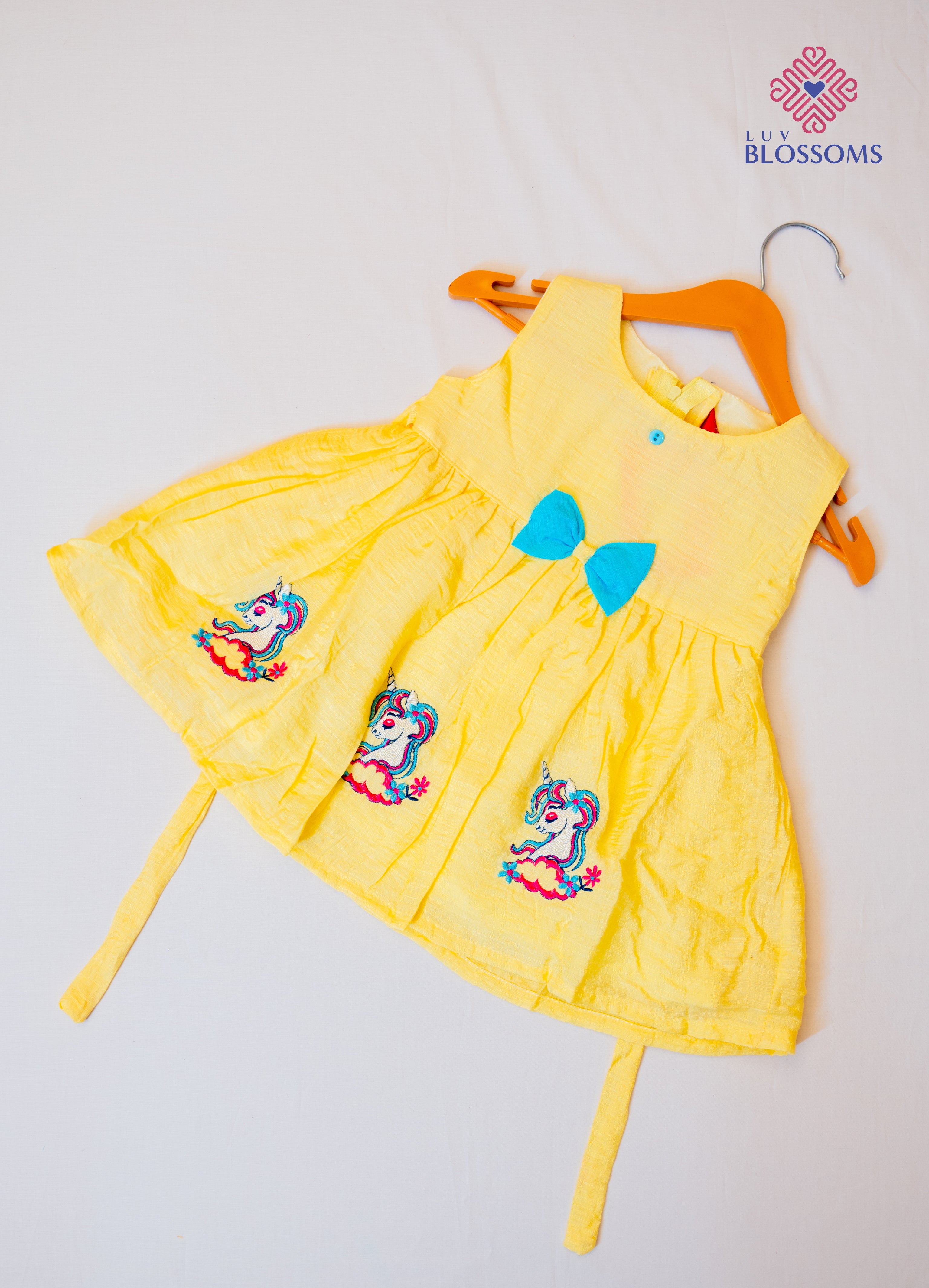 LB1029 Kids Premium Cotton Frock YELLOW