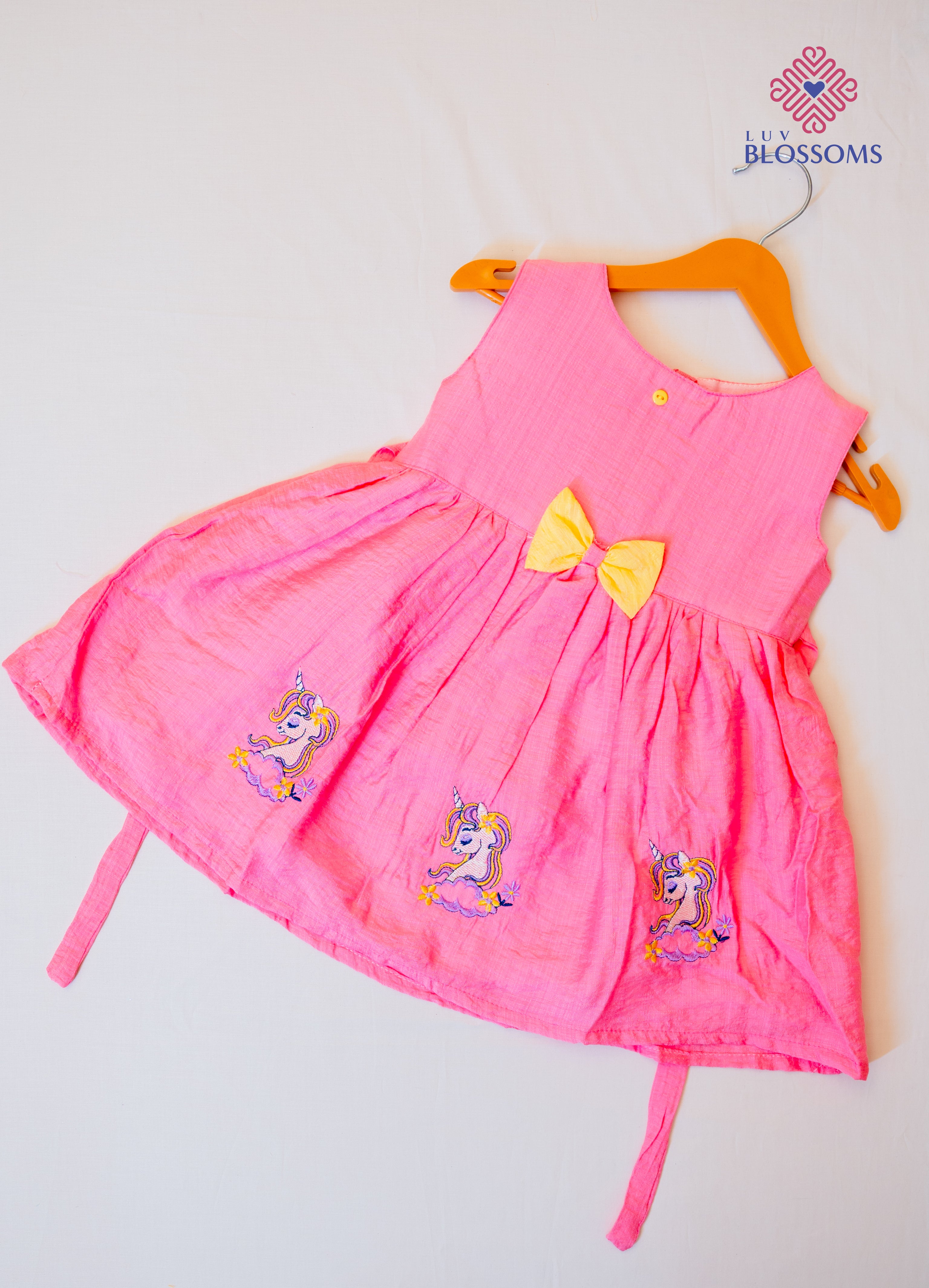LB1029 Kids Premium Cotton Frock PINK